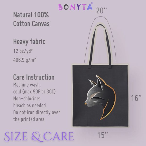 Cats & Beauty Black Tote Bag – Elegant Cat Silhouette Art - Image 8