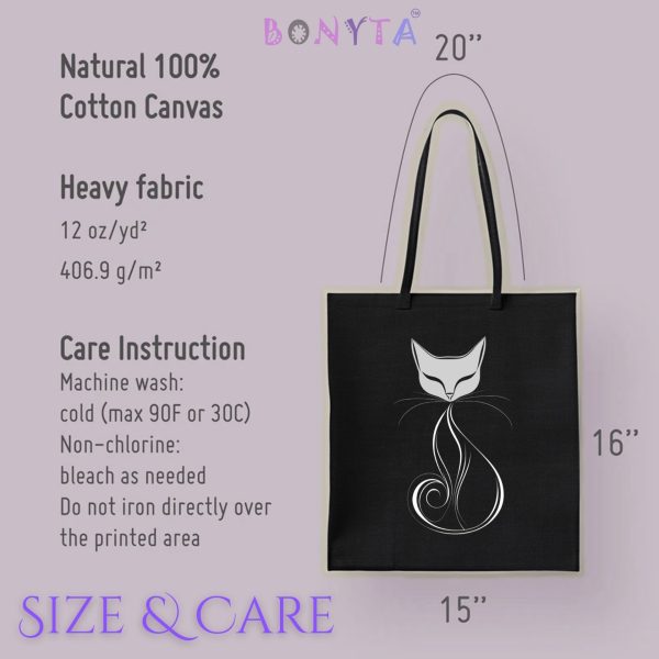 Cats Minimalism Tote Bag - Chic Swirl Cat Silhouette - Image 7