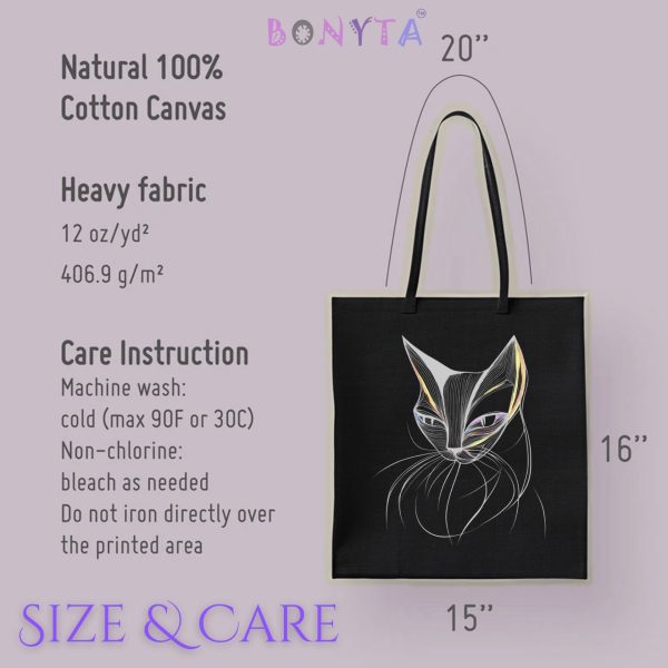 Cats Minimalism Tote Bag - Artistic Cat Face Line Drawing - Image 7