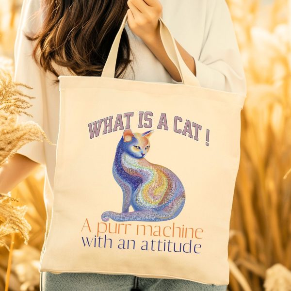 What Is a Cat? A Purr Machine with an Attitude Tote Bag – Fun Cat Lover Gift - Image 2