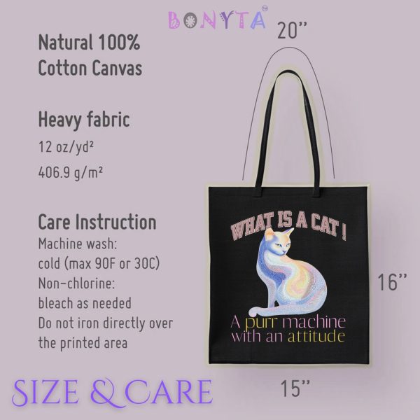 What Is a Cat? A Purr Machine with an Attitude Tote Bag – Fun Cat Lover Gift - Image 7