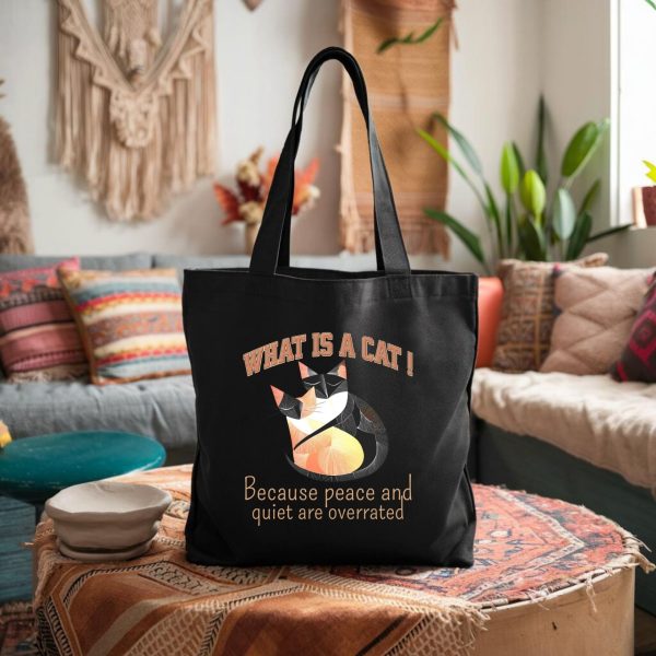 What Is a Cat? The Queen of Everything Except the Vacuum Tote Bag – Funny Cat Lover Gift - Image 2