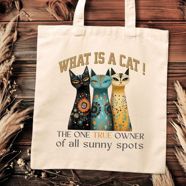 What Is a Cat? The One True Owner of All Sunny Spots Tote Bag – Funny Cat Lover Gift - Image 3