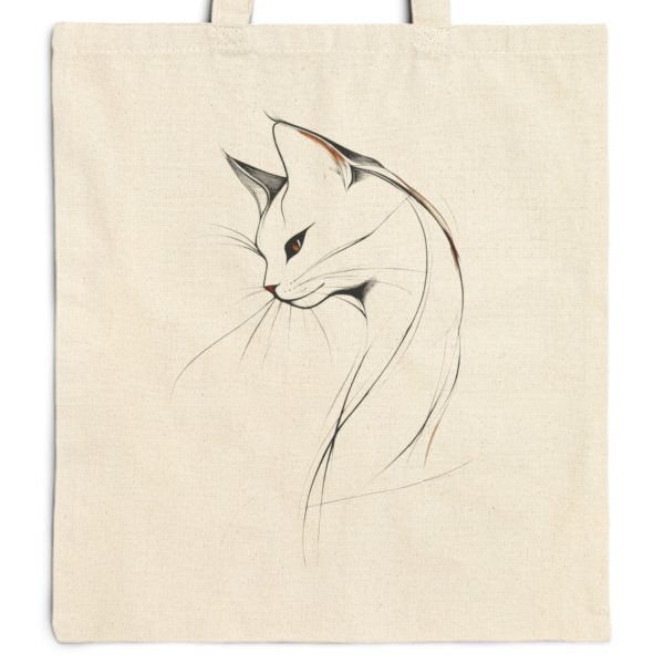 Cats Minimalism Tote Bag - Elegant Cat Line Art Portrait - Image 9