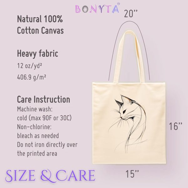 Cats Minimalism Tote Bag - Elegant Cat Line Art Portrait - Image 7