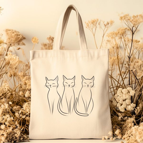 Cats Minimalism Tote Bag - Trio of Elegant Cat Silhouettes - Image 4