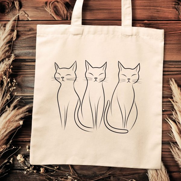 Cats Minimalism Tote Bag - Trio of Elegant Cat Silhouettes - Image 2