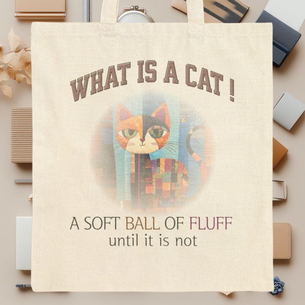 What Is a Cat? A Soft Ball of Fluff Until It Is Not Tote Bag – Funny Cat Lover Gift - Image 9