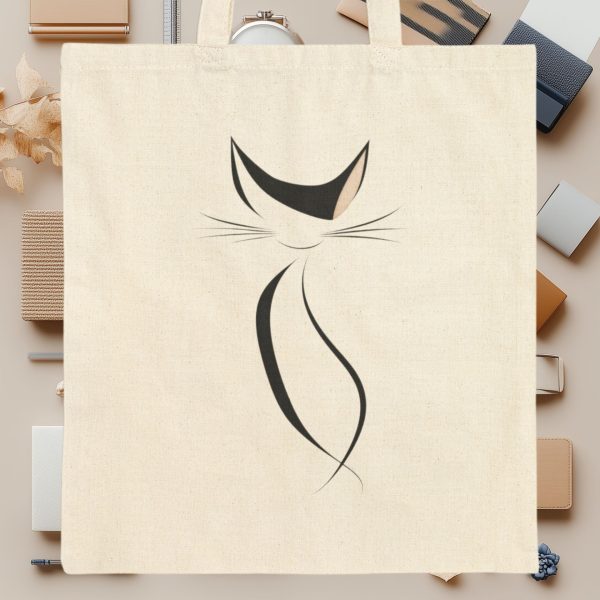 Cats Minimalism Tote Bag - Sleek Black Cat Silhouette - Image 9