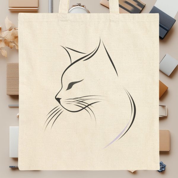 Cats Minimalism Tote Bag - Sleek Cat Silhouette in Profile - Image 9