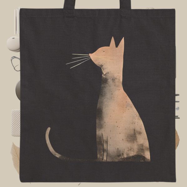 Cats & Beauty Black Tote Bag – Abstract Cat Silhouette Design - Image 9