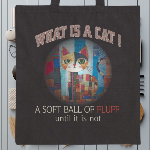 What Is a Cat? A Soft Ball of Fluff Until It Is Not Tote Bag – Funny Cat Lover Gift - Image 8