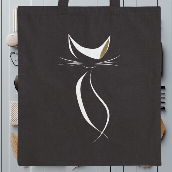 Cats Minimalism Tote Bag - Sleek Black Cat Silhouette - Image 8