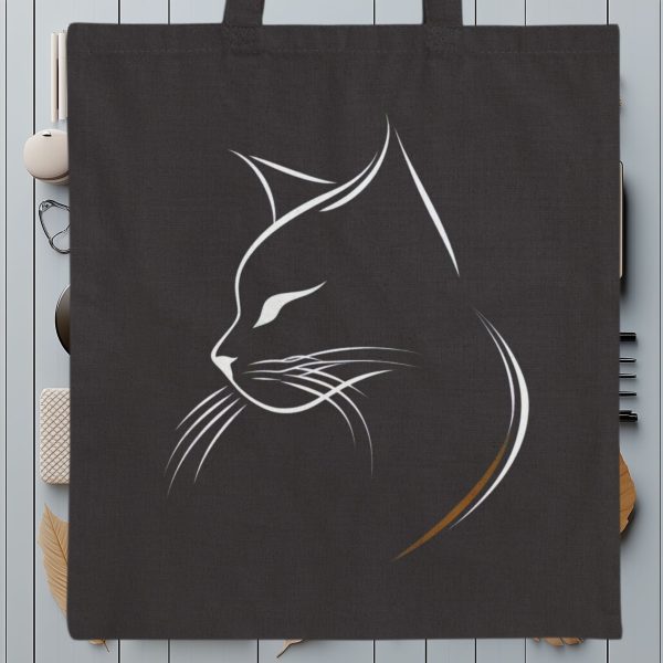 Cats Minimalism Tote Bag - Sleek Cat Silhouette in Profile - Image 8