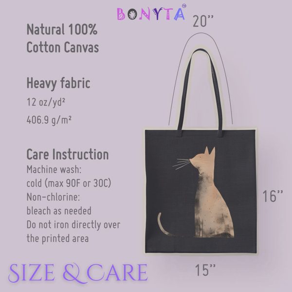 Cats & Beauty Black Tote Bag – Abstract Cat Silhouette Design - Image 8