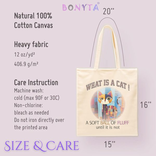 What Is a Cat? A Soft Ball of Fluff Until It Is Not Tote Bag – Funny Cat Lover Gift - Image 7