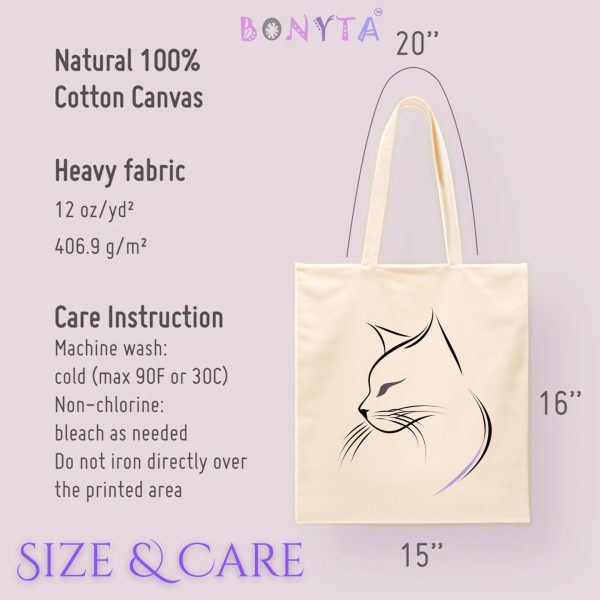 Cats Minimalism Tote Bag - Sleek Cat Silhouette in Profile - Image 7