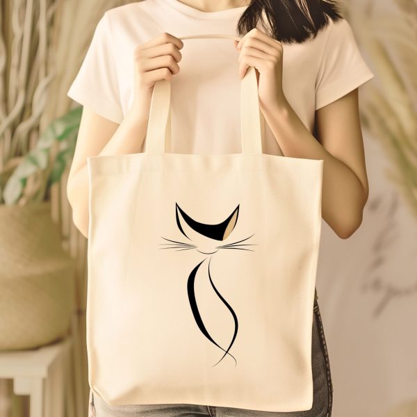 Cats Minimalism Tote Bag - Sleek Black Cat Silhouette - Image 4