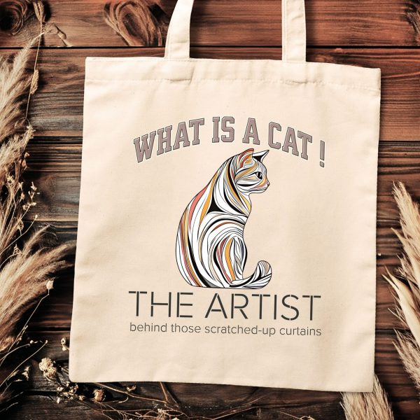 What is a Cat? The Artist Behind the Scratched-Up Curtains Tote Bag - Image 2