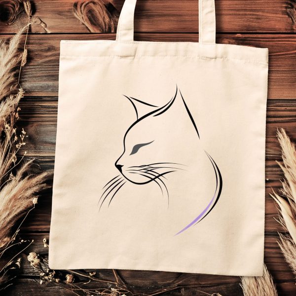 Cats Minimalism Tote Bag - Sleek Cat Silhouette in Profile - Image 2