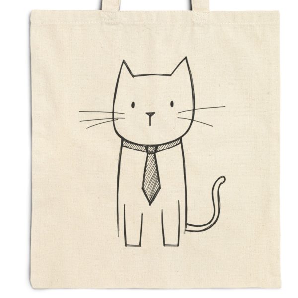 Cats Minimalism Tote Bag - Dapper Cat with Tie - Image 9