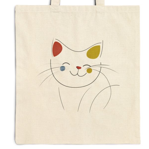 Cats Minimalism Tote Bag - Playful Cat Face with Color Accents - Image 9