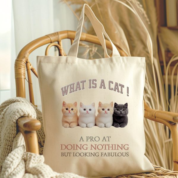 What Is a Cat? A Pro at Doing Nothing but Looking Fabulous Tote Bag – Funny Cat Lover Gift - Image 2