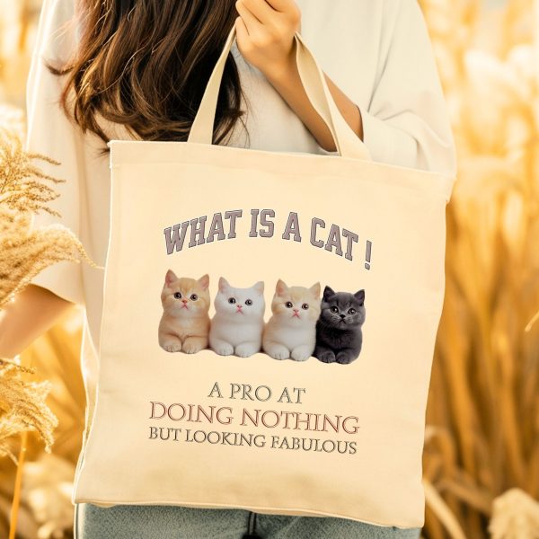 What Is a Cat? A Pro at Doing Nothing but Looking Fabulous Tote Bag – Funny Cat Lover Gift - Image 4