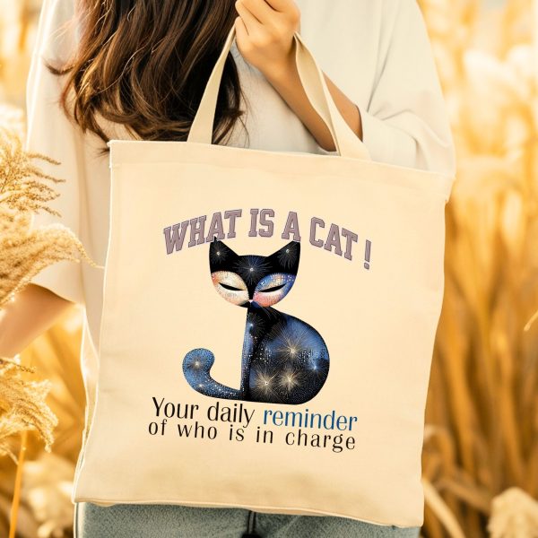 What Is a Cat? Your Daily Reminder of Who Is in Charge Tote Bag – Funny Cat Lover Gift - Image 5