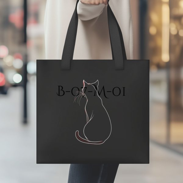 Cats & Beauty Black Tote Bag – Elegant Cat Outline Design - Image 5