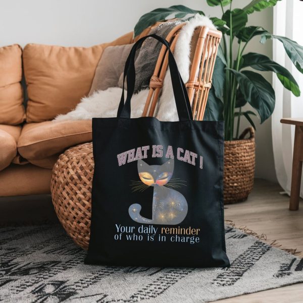 What Is a Cat? Your Daily Reminder of Who Is in Charge Tote Bag – Funny Cat Lover Gift - Image 4