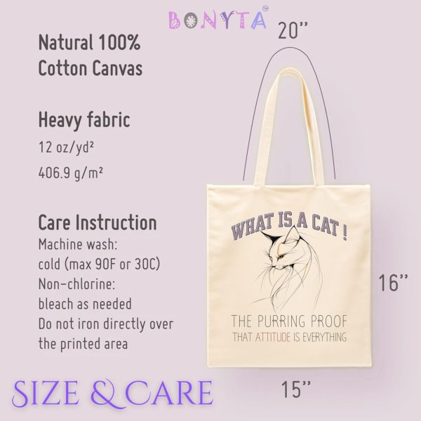 What Is a Cat? The Purring Proof That Attitude Is Everything Tote Bag – Fun Cat Lover Gift - Image 7