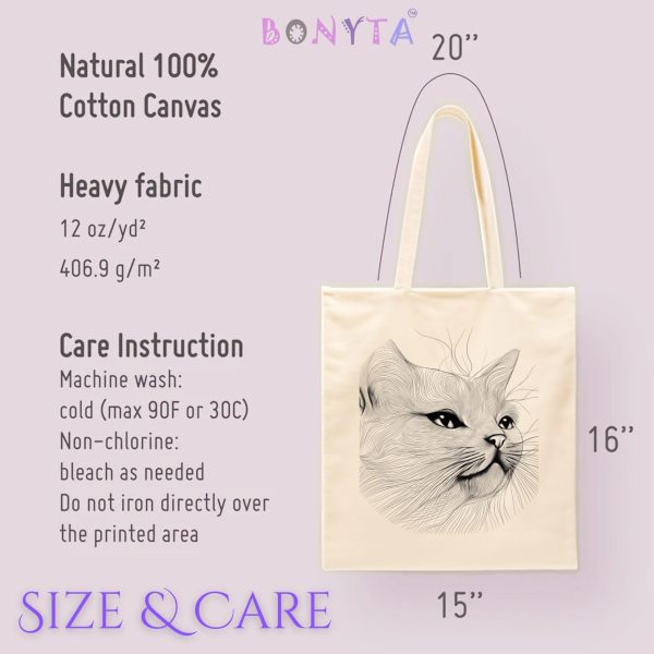 Cats Minimalism Tote Bag - Elegant Cat Profile Sketch - Image 7