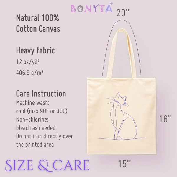 Cats Minimalism Tote Bag - Graceful Line Art Cat Silhouette - Image 7