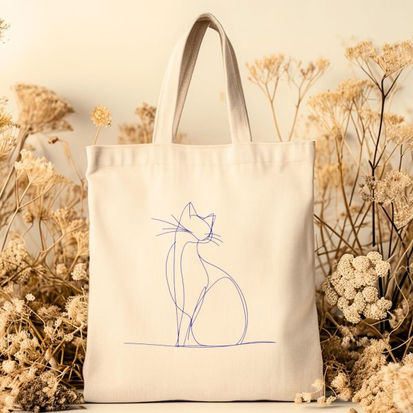 Cats Minimalism Tote Bag - Graceful Line Art Cat Silhouette - Image 4