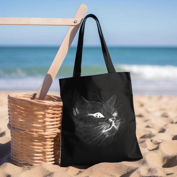 Cats Minimalism Tote Bag - Elegant Cat Profile Sketch - Image 4