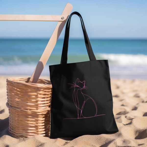 Cats Minimalism Tote Bag - Graceful Line Art Cat Silhouette