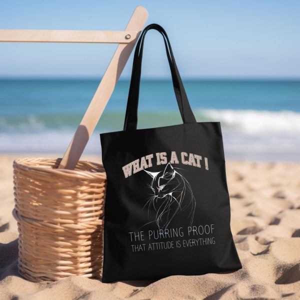 What Is a Cat? The Purring Proof That Attitude Is Everything Tote Bag – Fun Cat Lover Gift