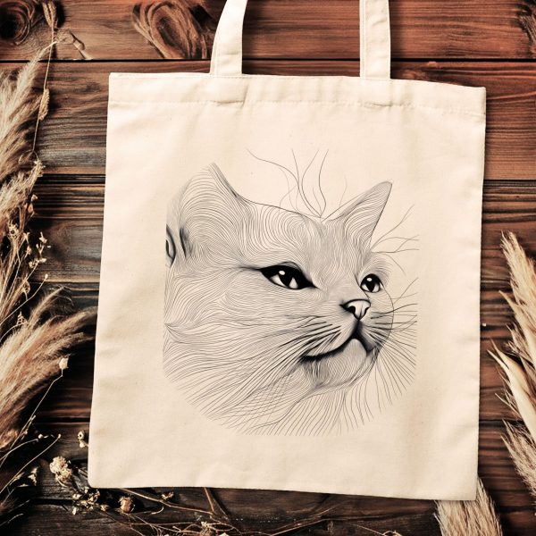 Cats Minimalism Tote Bag - Elegant Cat Profile Sketch