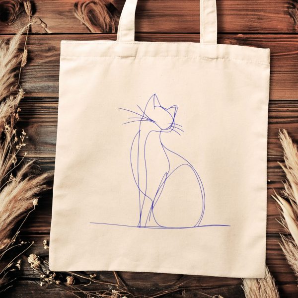 Cats Minimalism Tote Bag - Graceful Line Art Cat Silhouette - Image 2