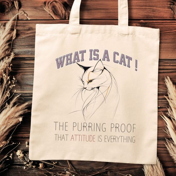 What Is a Cat? The Purring Proof That Attitude Is Everything Tote Bag – Fun Cat Lover Gift - Image 2