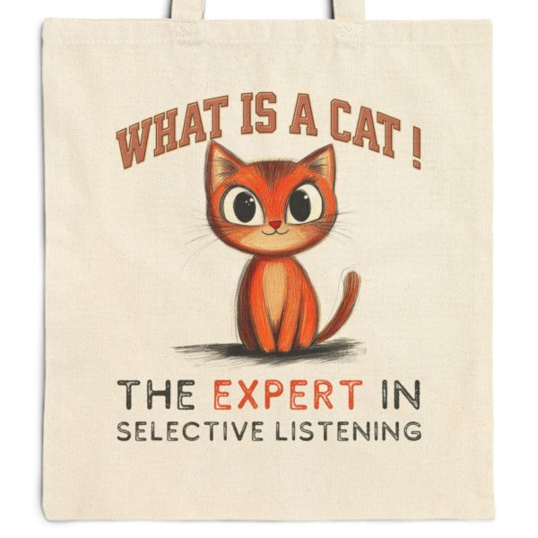 What Is a Cat? The Expert in Selective Listening Tote Bag – Funny Cat Lover Gift - Image 8