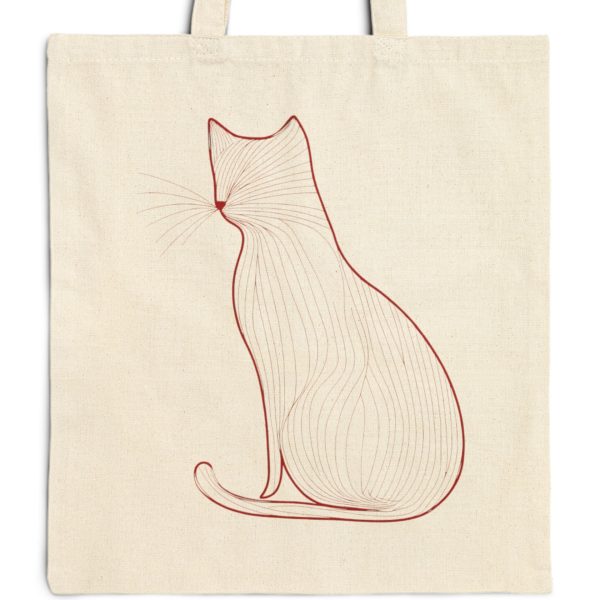 Cats Minimalism Tote Bag - Elegant Red Line Art Cat Design - Image 9