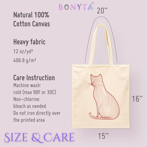 Cats Minimalism Tote Bag - Elegant Red Line Art Cat Design - Image 7