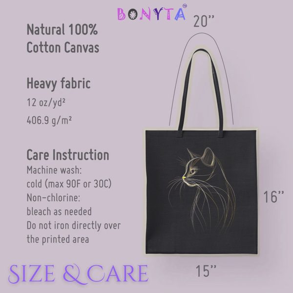 Cats & Beauty Black Tote Bag – Elegant Cat Outline - Image 8