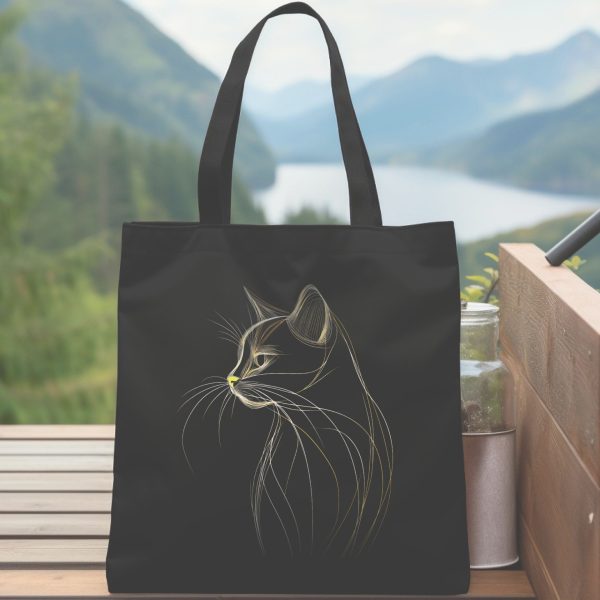 Cats & Beauty Black Tote Bag – Elegant Cat Outline