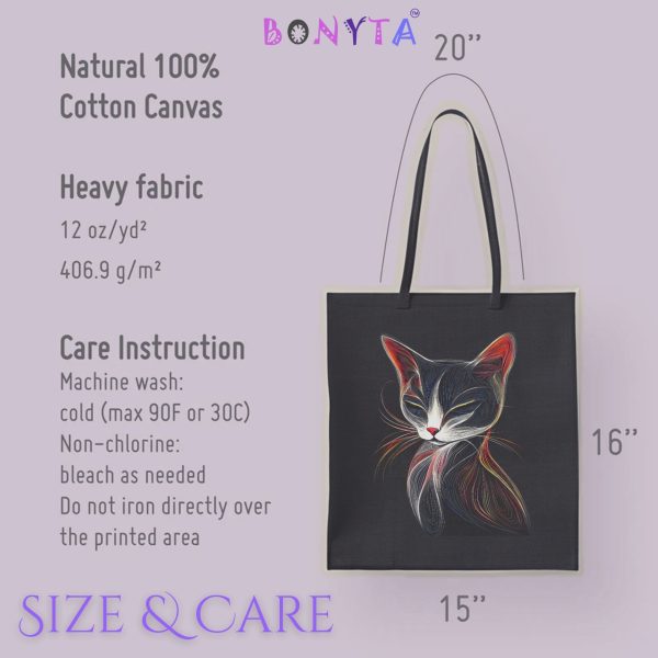 Cats & Beauty Black Tote Bag – Elegant Sleeping Cat Design - Image 8