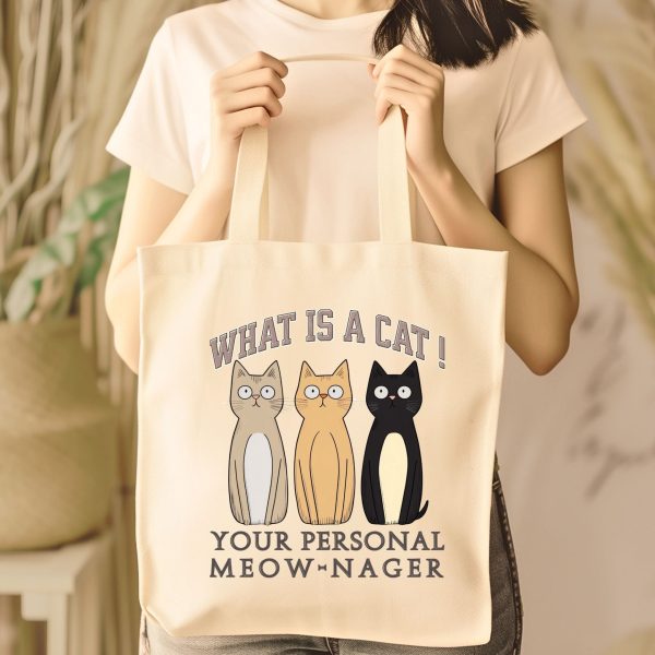 What Is a Cat? Your Personal Meow-nager Tote Bag – Funny Cat Lover Gift - Image 4